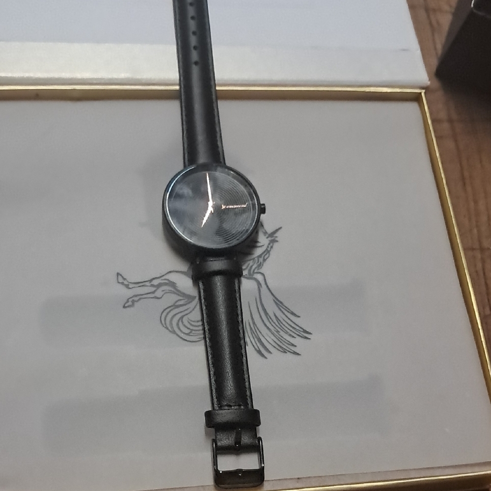 Black Leather Strap Watch